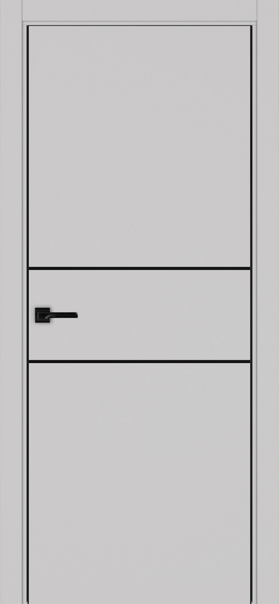 Дверь межкомнатная Оптима Порте Неаполь 203 молдинг SB (кромка алюминиевая черная с 2х сторон с врезкой под замок Морелли М1895 (М1885)), цвет пепельный, экошпон, глухая