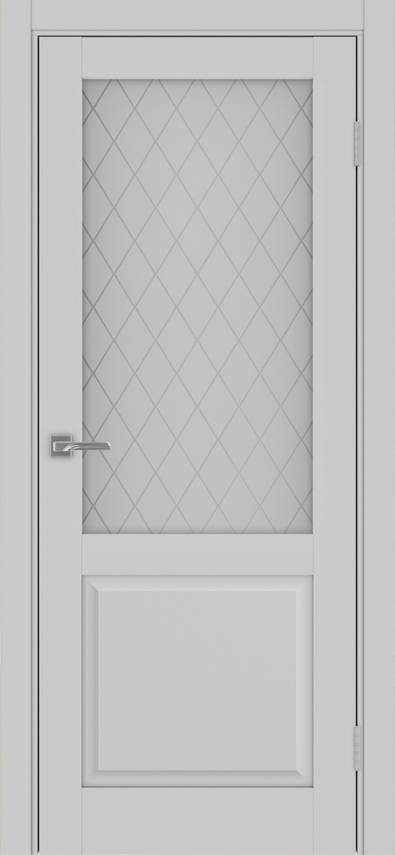 Дверь межкомнатная Оптима Порте Тоскана 602.21 ОФ3, цвет пепельный, экошпон, стекло кристалл